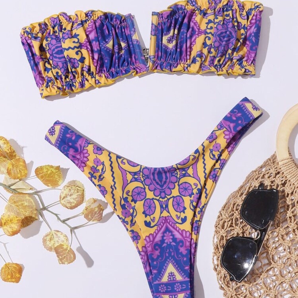 Tribal V Wired Frill Bikini